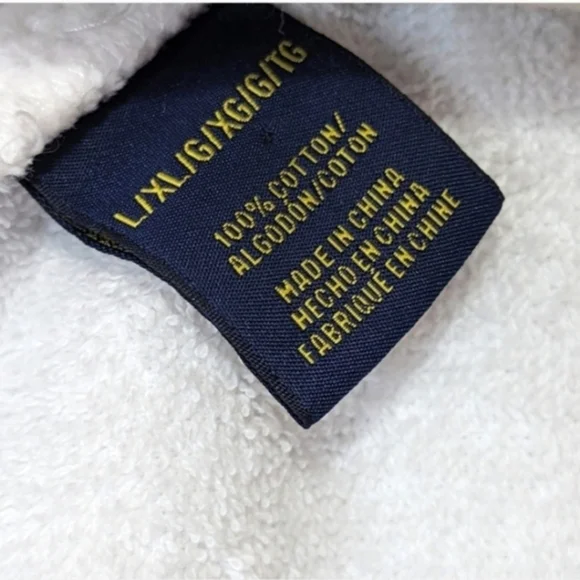 Mens Polo Ralph Lauren Bath Robe Size L/XL White Terry Cloth Pony Horse - Picture 14 of 14